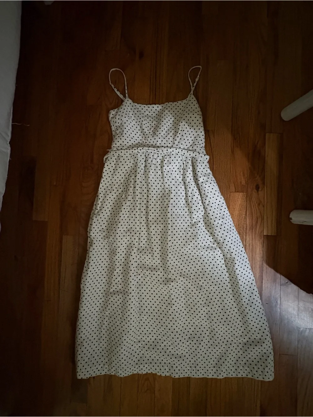 kate spade Cream and Black Polka Dot Spaghetti Strap Midi Dress